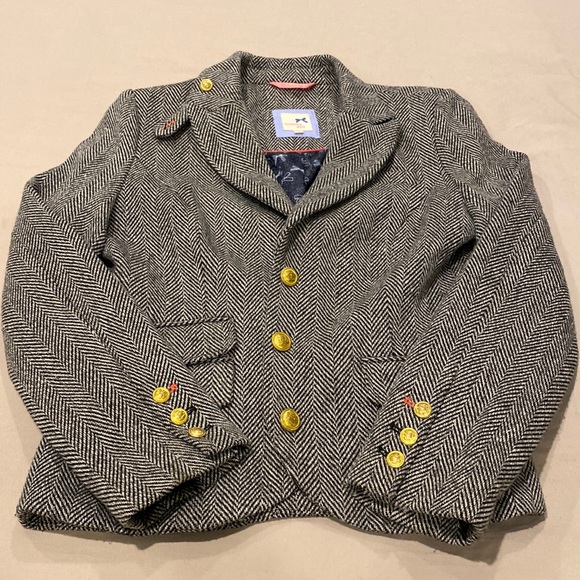 Black/gray chevron blazer with gold buttons - Picture 1 of 2